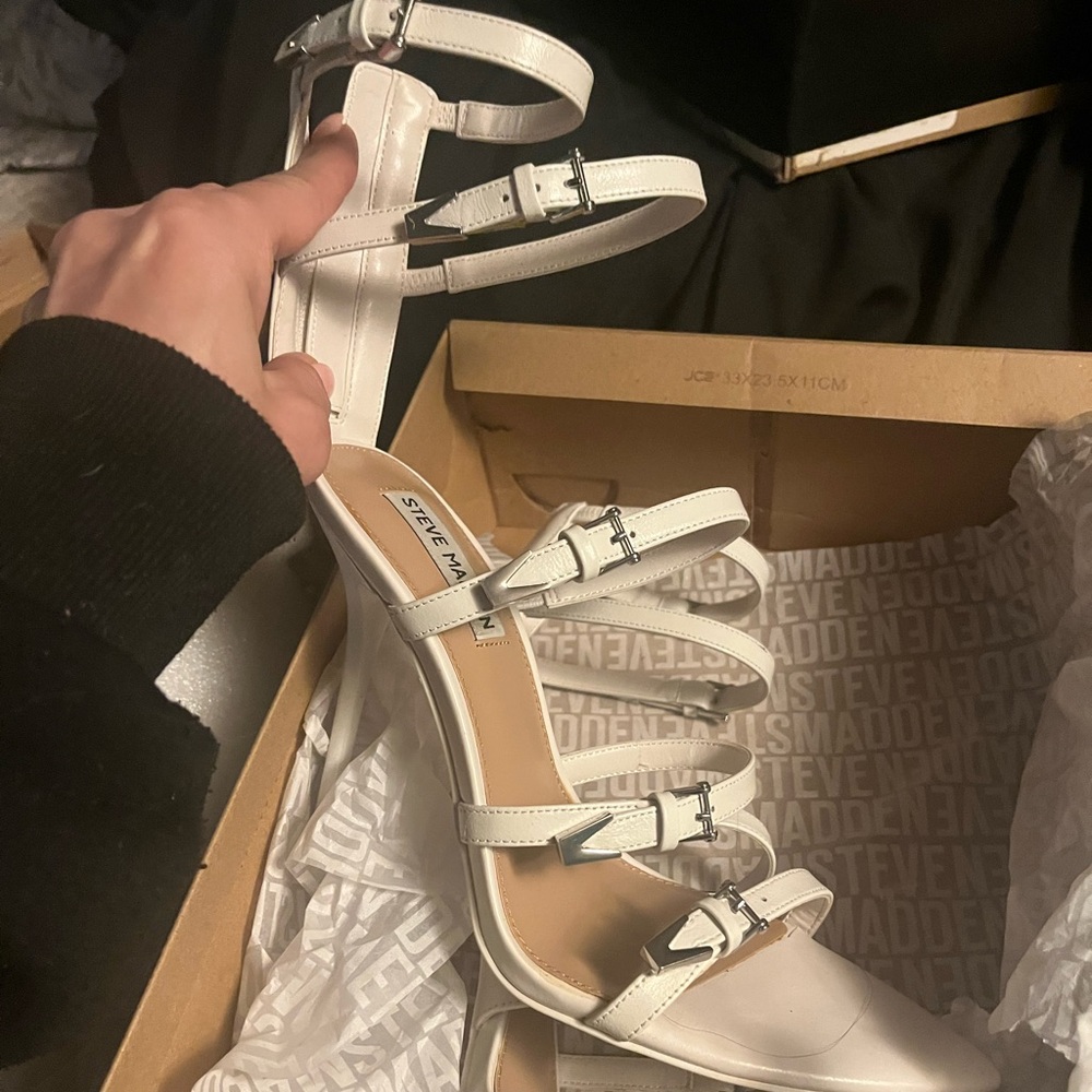 Steve Madden WHITE Multi-Strap Heels